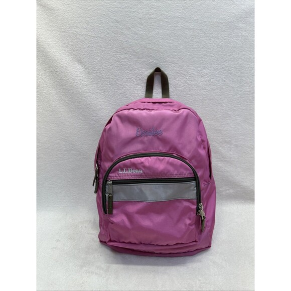L.L.Bean Kids Backpack Small Pink Reflective Multi Pocket 15”x11” Bag *Emilee - Picture 7 of 8